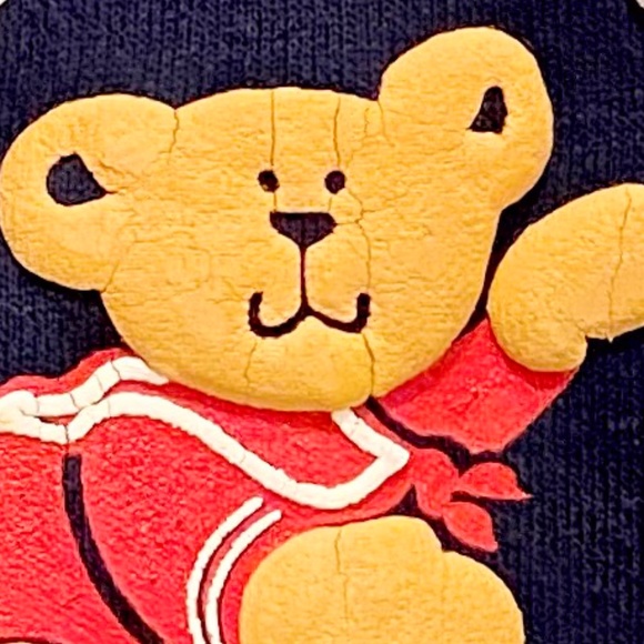 Vintage 90's Collared Sweatshirt Teddy Bear Anchor Sz M - Picture 5 of 9